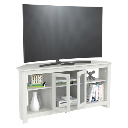 Inval Corner TV Stand 50 in. W Washed Oak Fits TVs Up to 60 in. with Adjustable Shelves MTV-20119